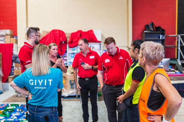 Engagement Officer Kirsty Bender with aid workers from Red Cross and Hawkesbury Helping Hands